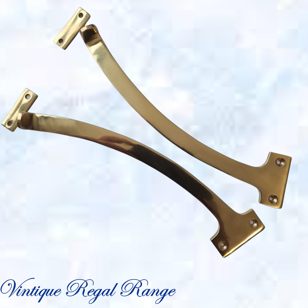 Regal Polished Brass Fanlight stop 190mm Long (pair) - Vintique Concepts