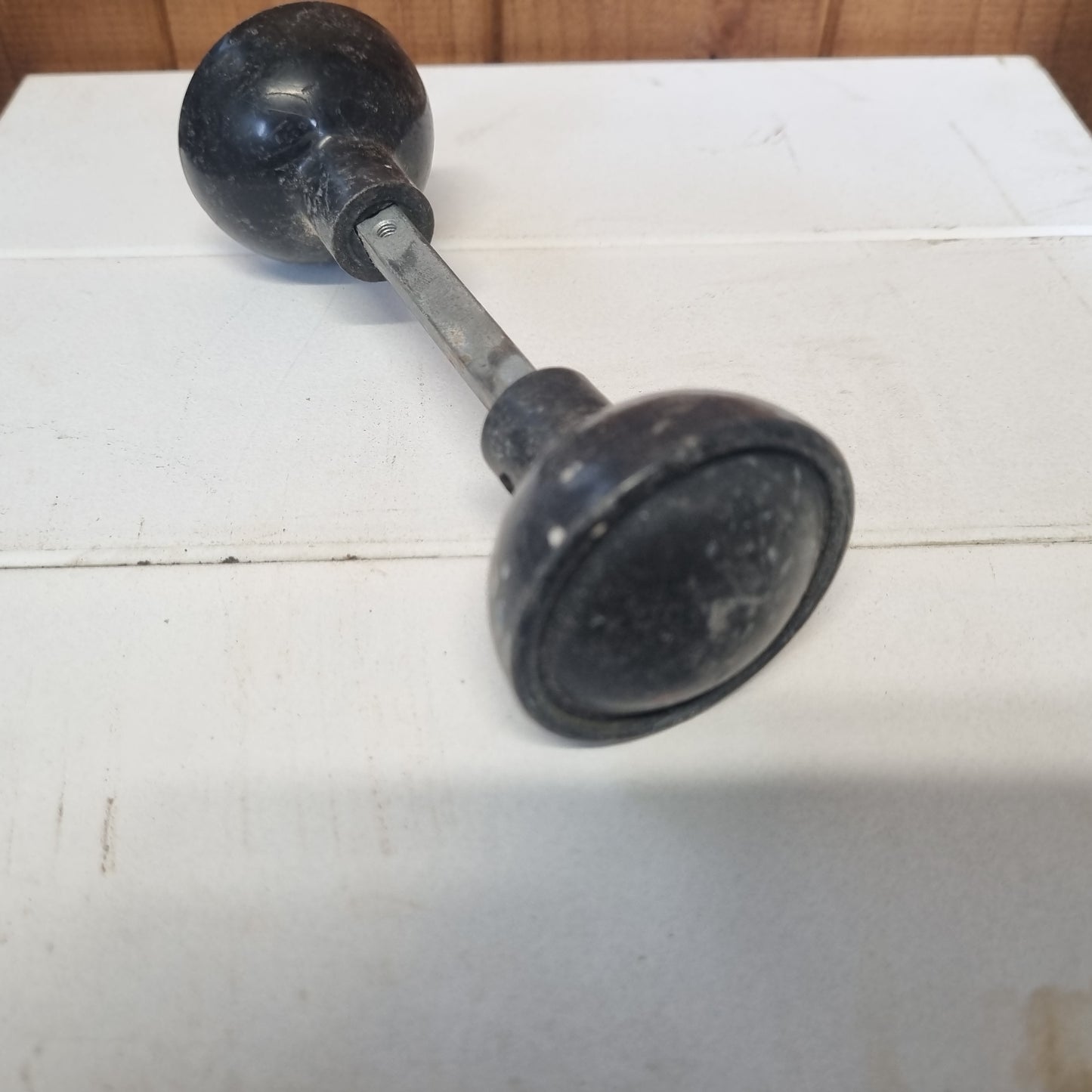 Antique Bakelite door handles (pair) Preloved with spindle