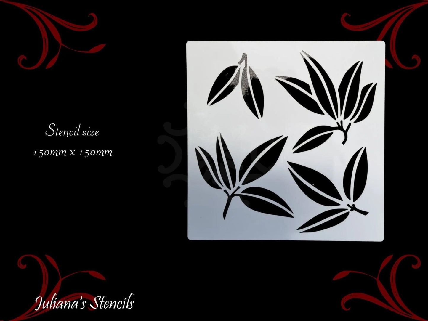 4 Pointed leaves flora & fauna small Furniture Paint Stencil 150mm x 150mm-Vintique Concepts