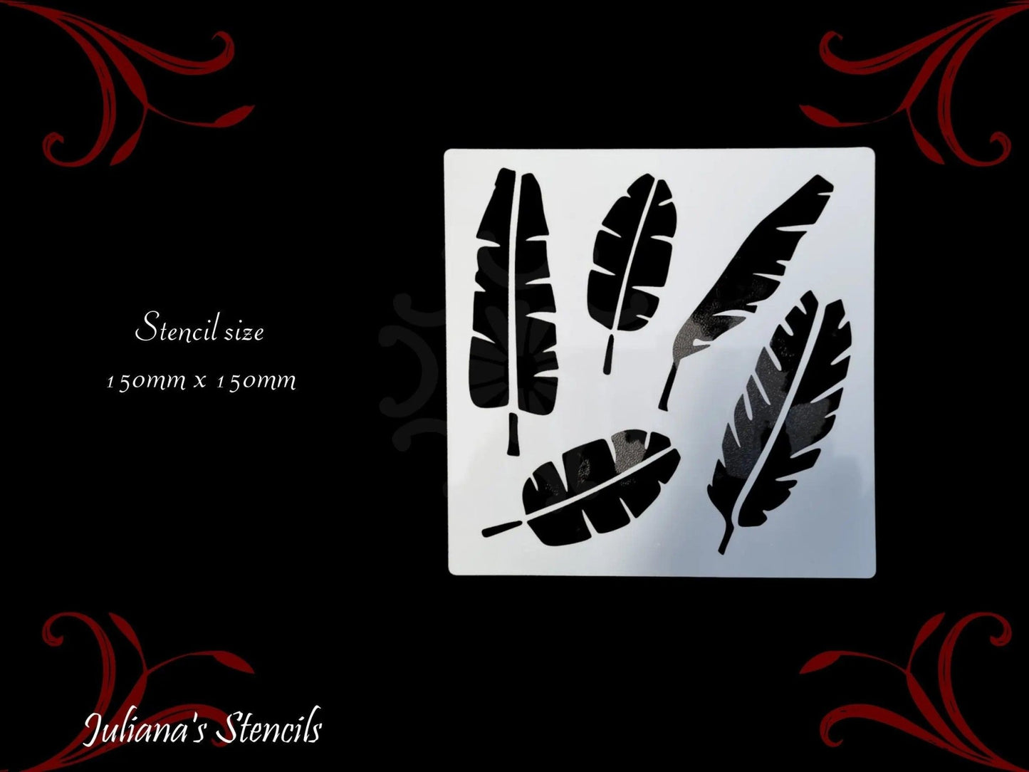 5 Lily Leaf flora & fauna small Furniture Paint Stencil 150mm x 150mm-Vintique Concepts