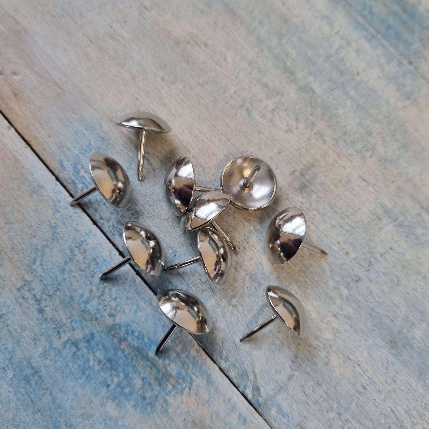Silver Push Pins or Upholstery Pins (14mm dia) - Vintique Concepts