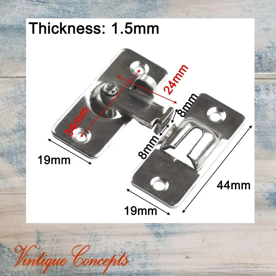90 degree Right Angle Door Latch Stainless Steel silver - Vintique Concepts