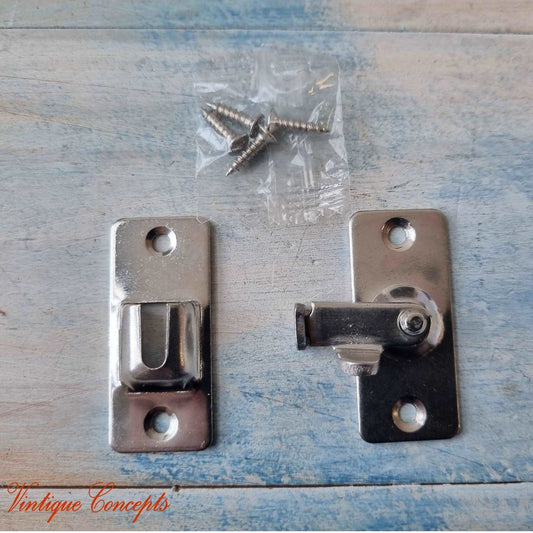 90 degree Right Angle Door Latch Stainless Steel silver-Vintique Concepts