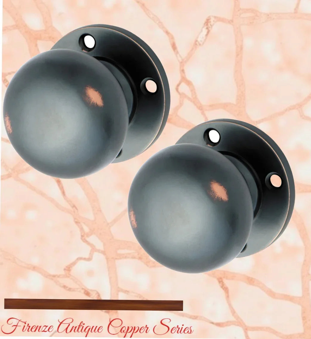 Antiqued Copper Round Ball Door Knob 54mm dia - Vintique Concepts