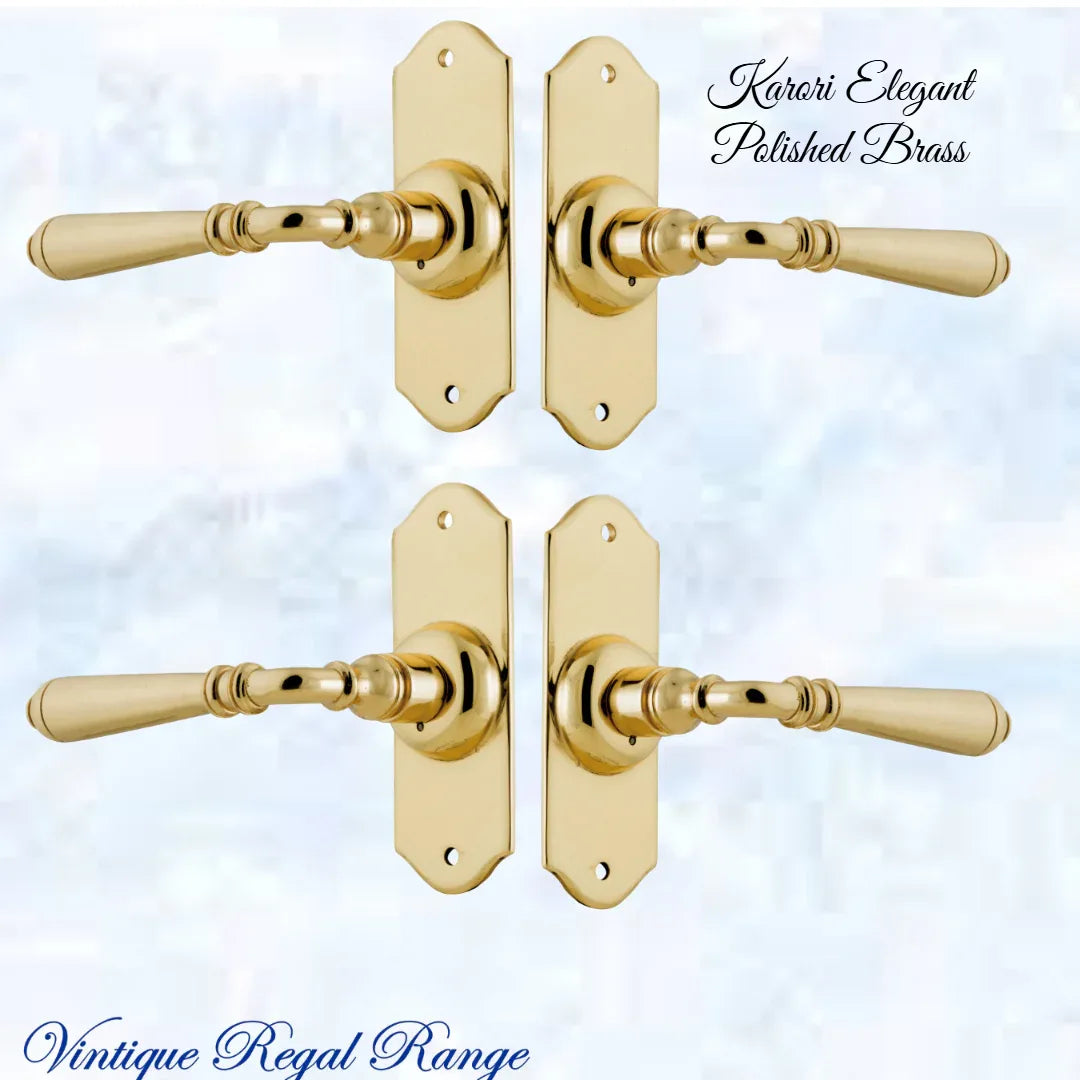 Karori elegant Polished Brass lever door handle - Vintique Concepts