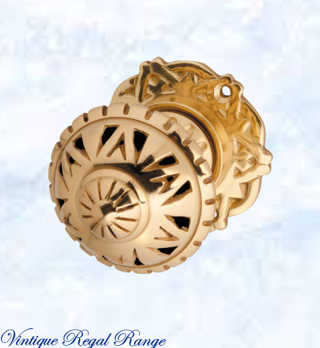 Polished Brass Goodrich Ornate Knob 63mm Dia-Vintique Concepts