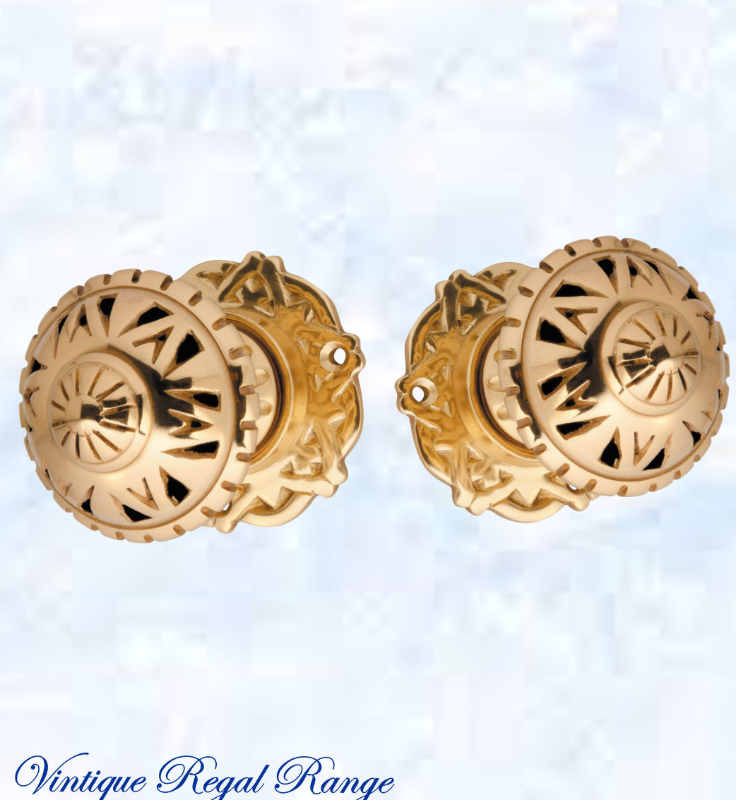 Polished Brass Goodrich Ornate Knob 63mm Dia-Vintique Concepts