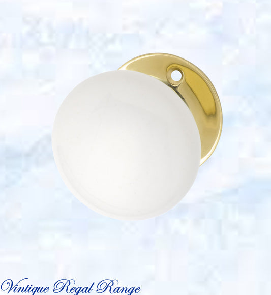 Elizabeth Brass/Porcelian Door Knob 55mm dia-Vintique Concepts