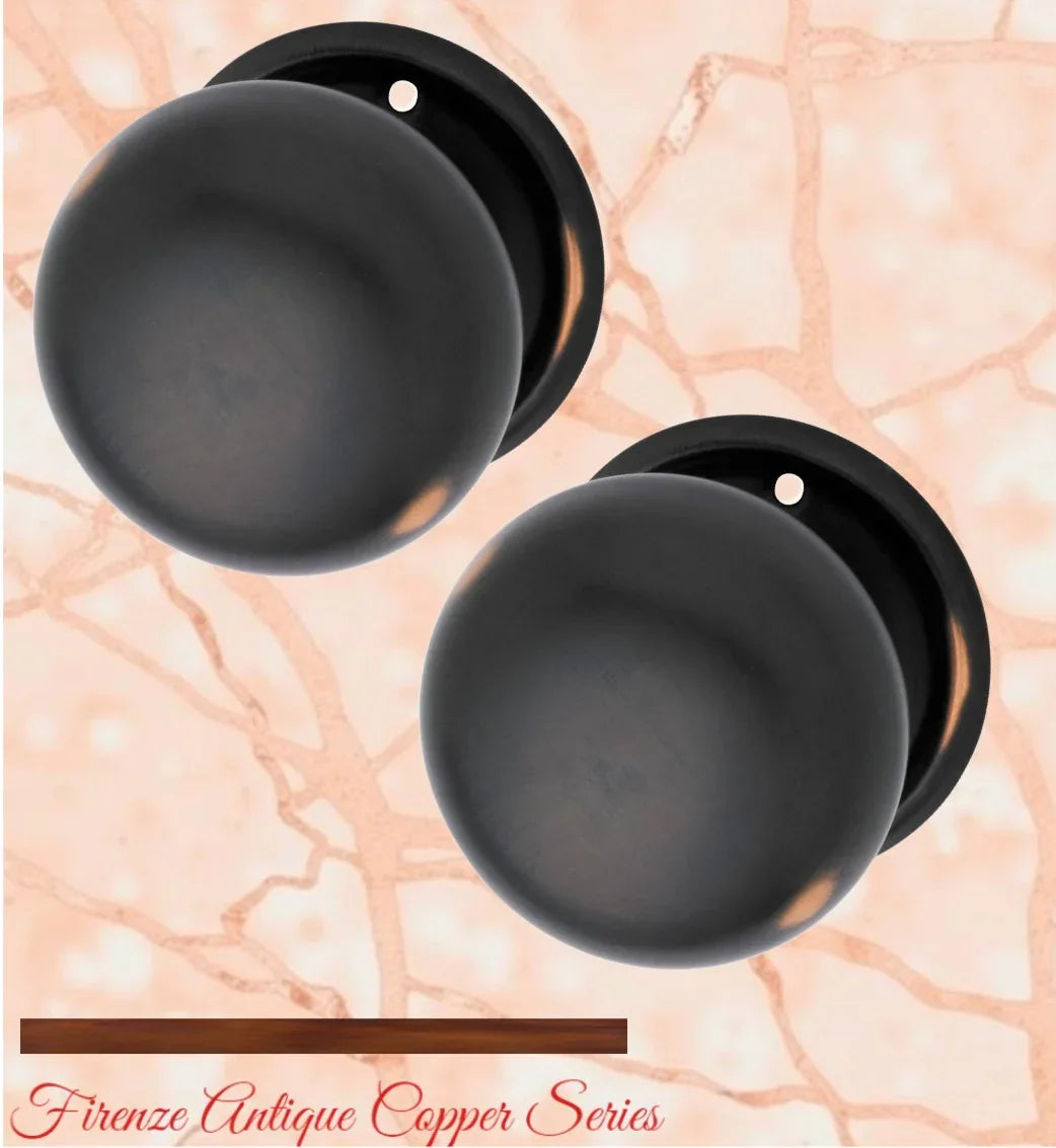 Antiqued Copper Round Mortice Door Knob 54mm dia - Vintique Concepts