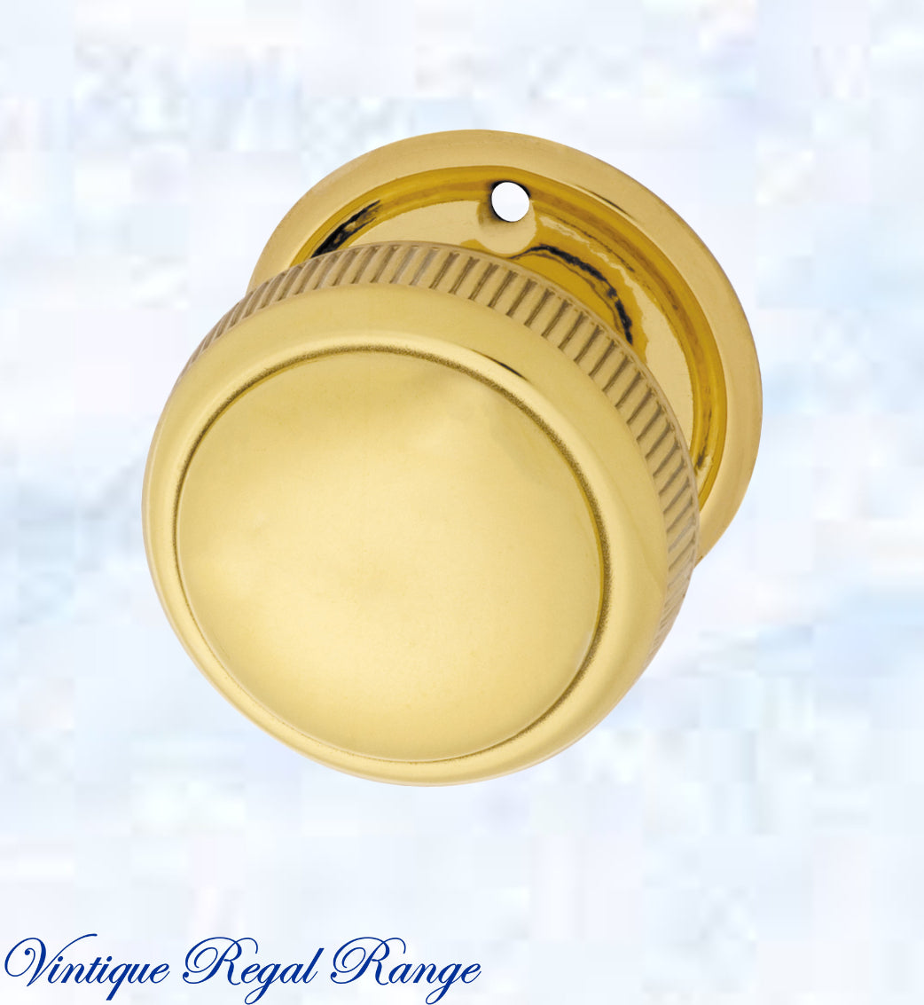 Polished Brass Ribbed Edge Standard Knob 45mm Dia-Vintique Concepts