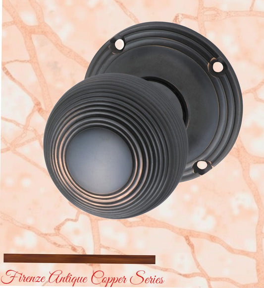 Antiqued Copper Victorian Grooved Door Knob 51mm dia-Vintique Concepts