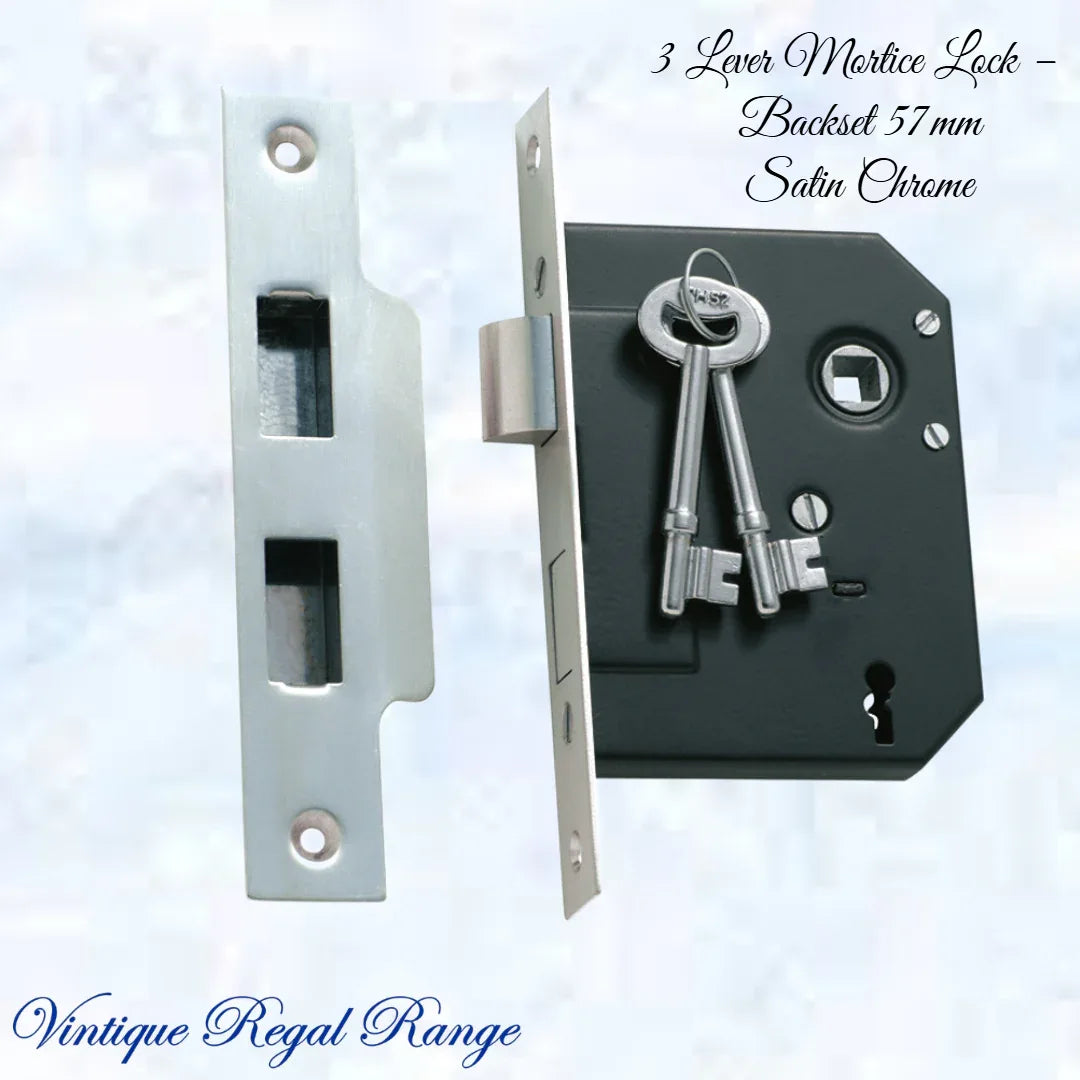 3 Lever Mortice Lock – (Backset 57mm ) Various finishes - Vintique Concepts