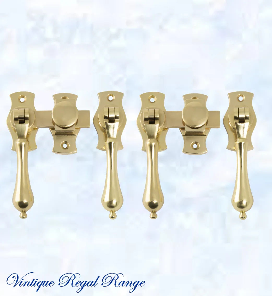 Polished Brass French door Teardrop handle set - Vintique Concepts