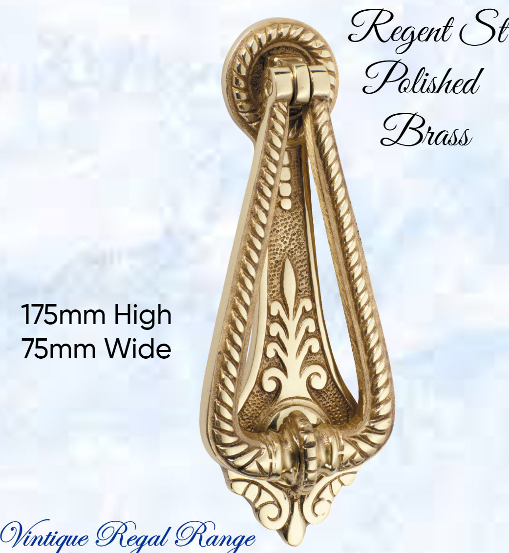 REGENT STREET Polished Brass Door Knocker-Vintique Concepts