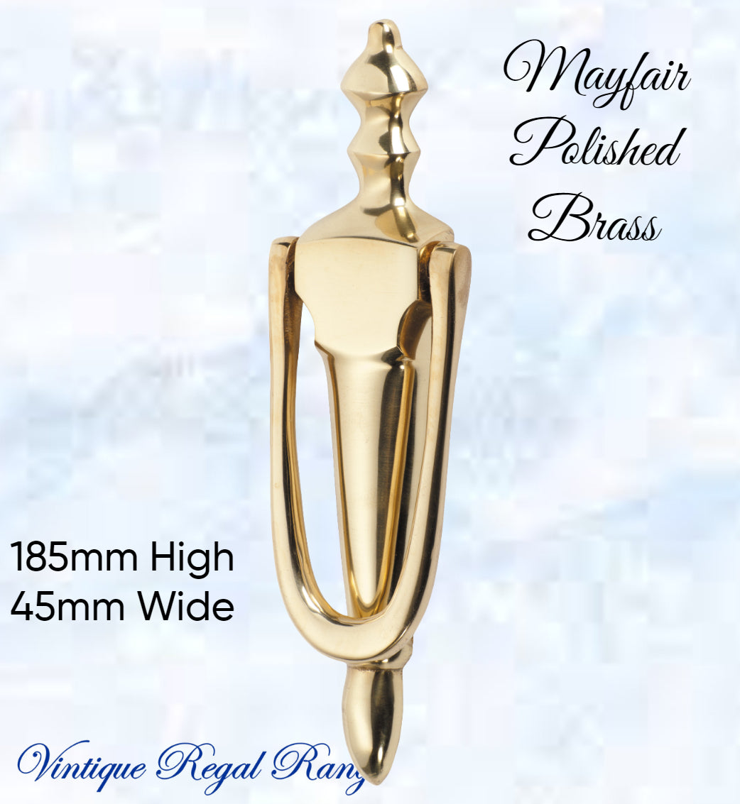 MAYFAIR Polished Brass Door Knocker-Vintique Concepts