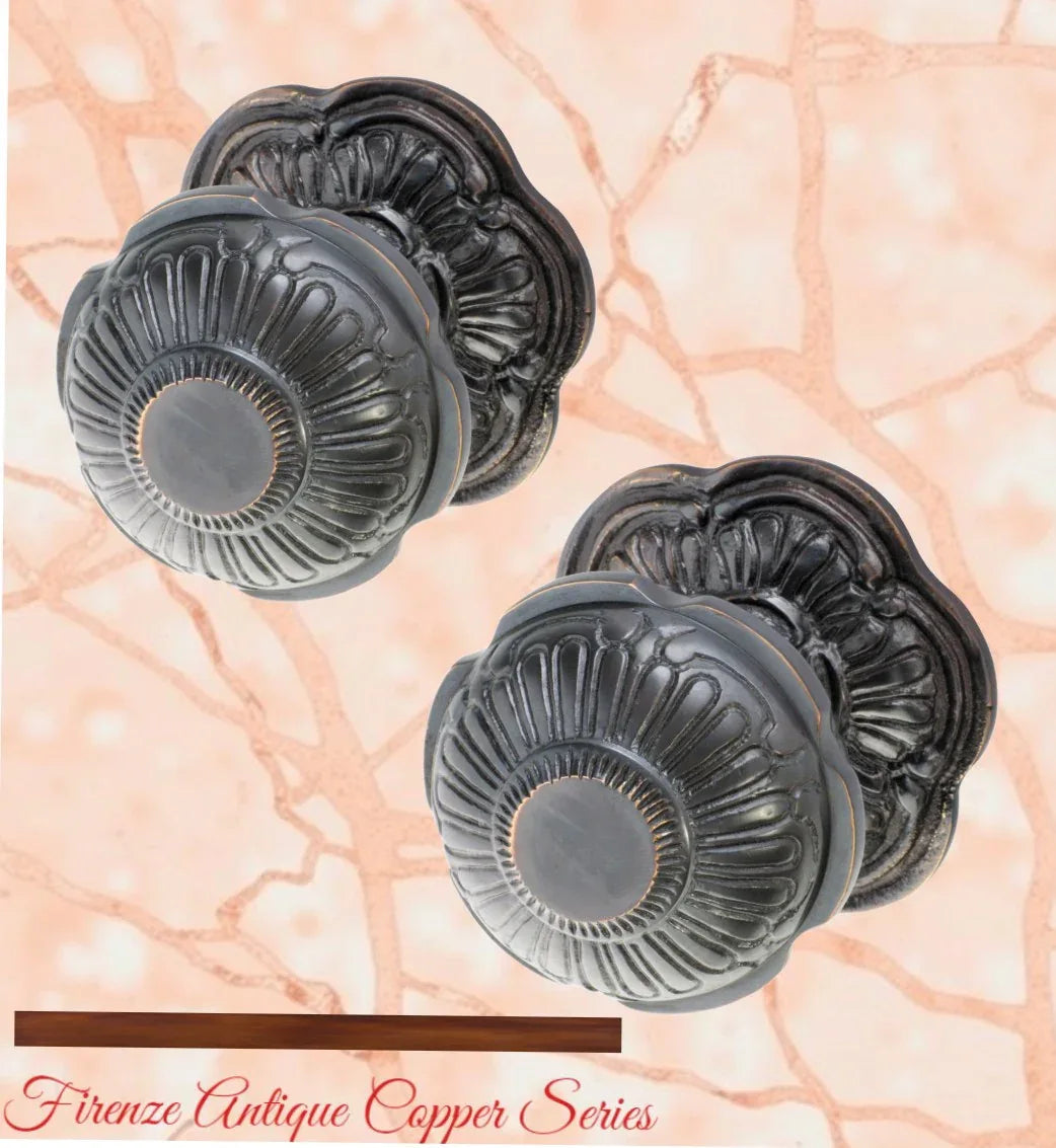 Antiqued Copper Walford Ornate Centre Knob 80mm Backplate - Vintique Concepts