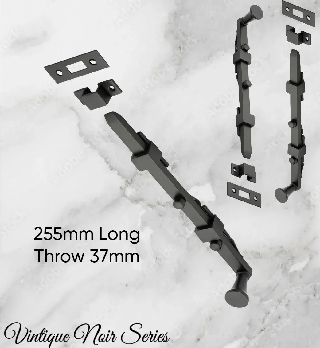 Panic Standard Barrel Bolt -Stylish Matt Black 255mm Long - Vintique Concepts