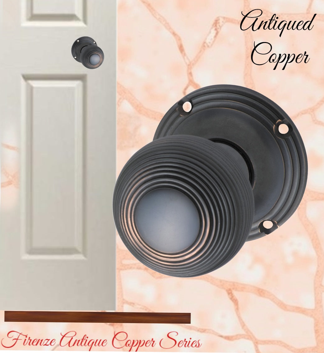 Antiqued Copper Victorian Grooved Door Knob 51mm dia-Vintique Concepts