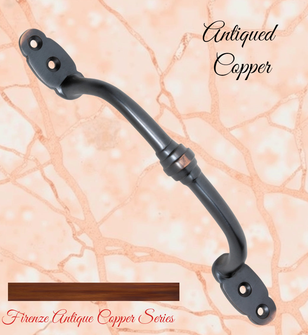 Antiqued Copper Victorian Offset Rnged Door handle 180mm long-Vintique Concepts