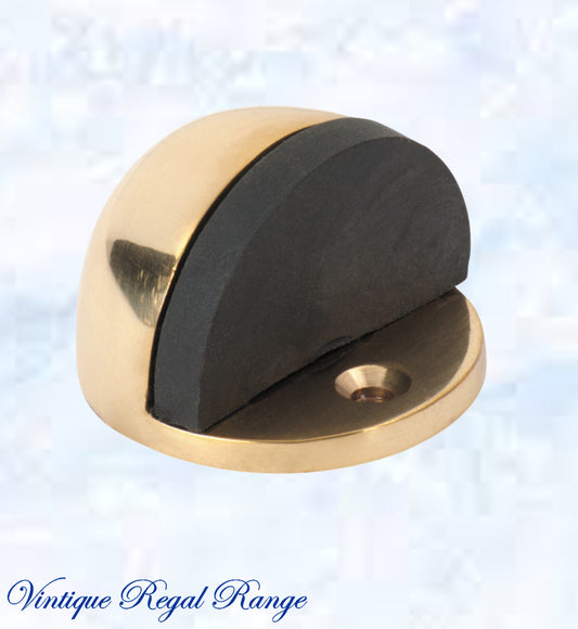 Polished Brass Oval Floor rubber door stop-Vintique Concepts