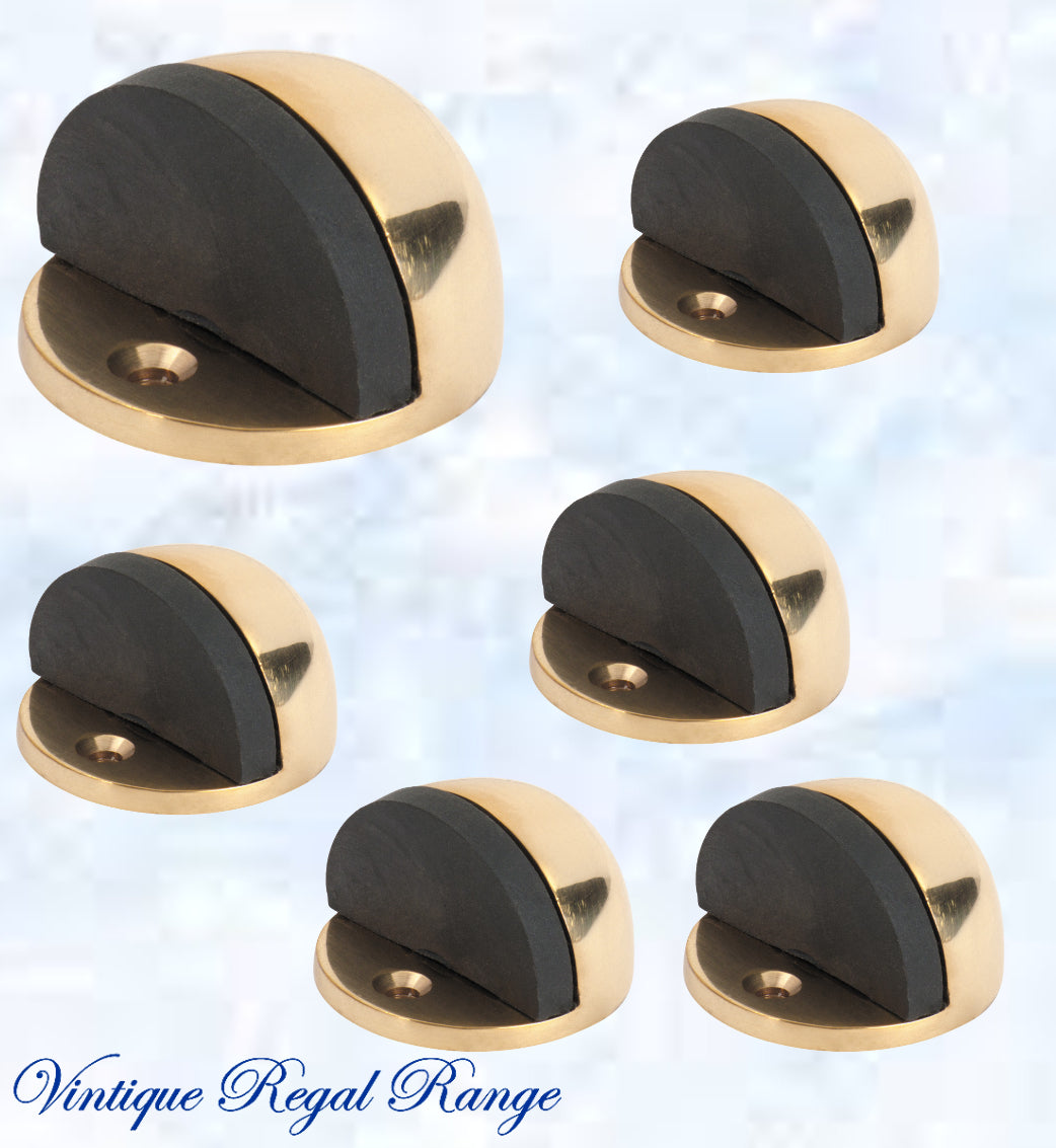 Polished Brass Oval Floor rubber door stop-Vintique Concepts