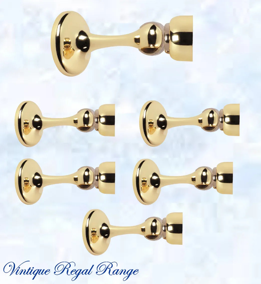 Polished Brass Magnetic door stop 75mm L x 44mm baseplate - Vintique Concepts