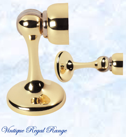 Polished Brass Magnetic door stop 75mm L x 44mm baseplate-Vintique Concepts