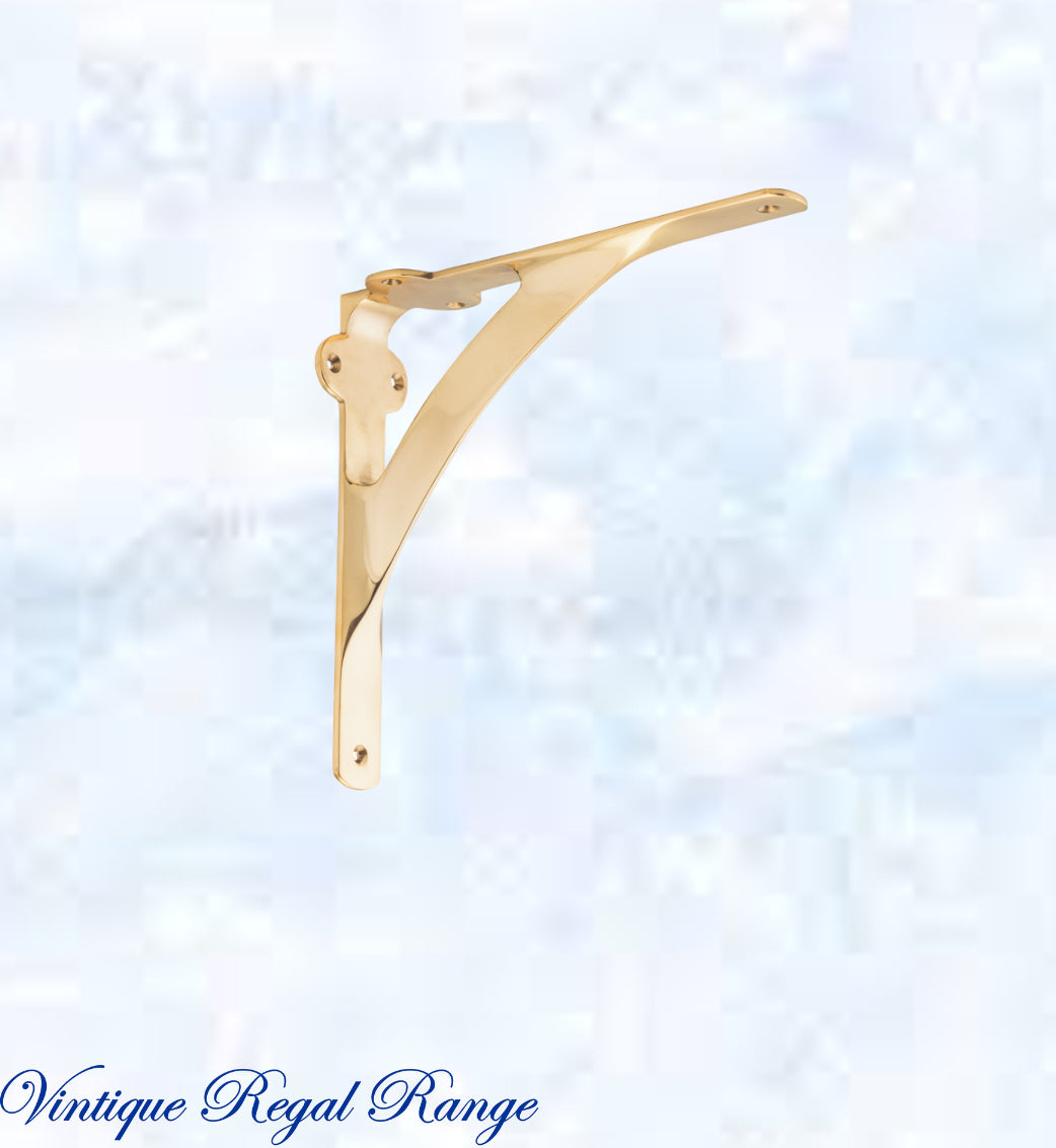 Regal Polished Brass GWENDOLENE Small Shelf bracket 130 x 130mm-Vintique Concepts