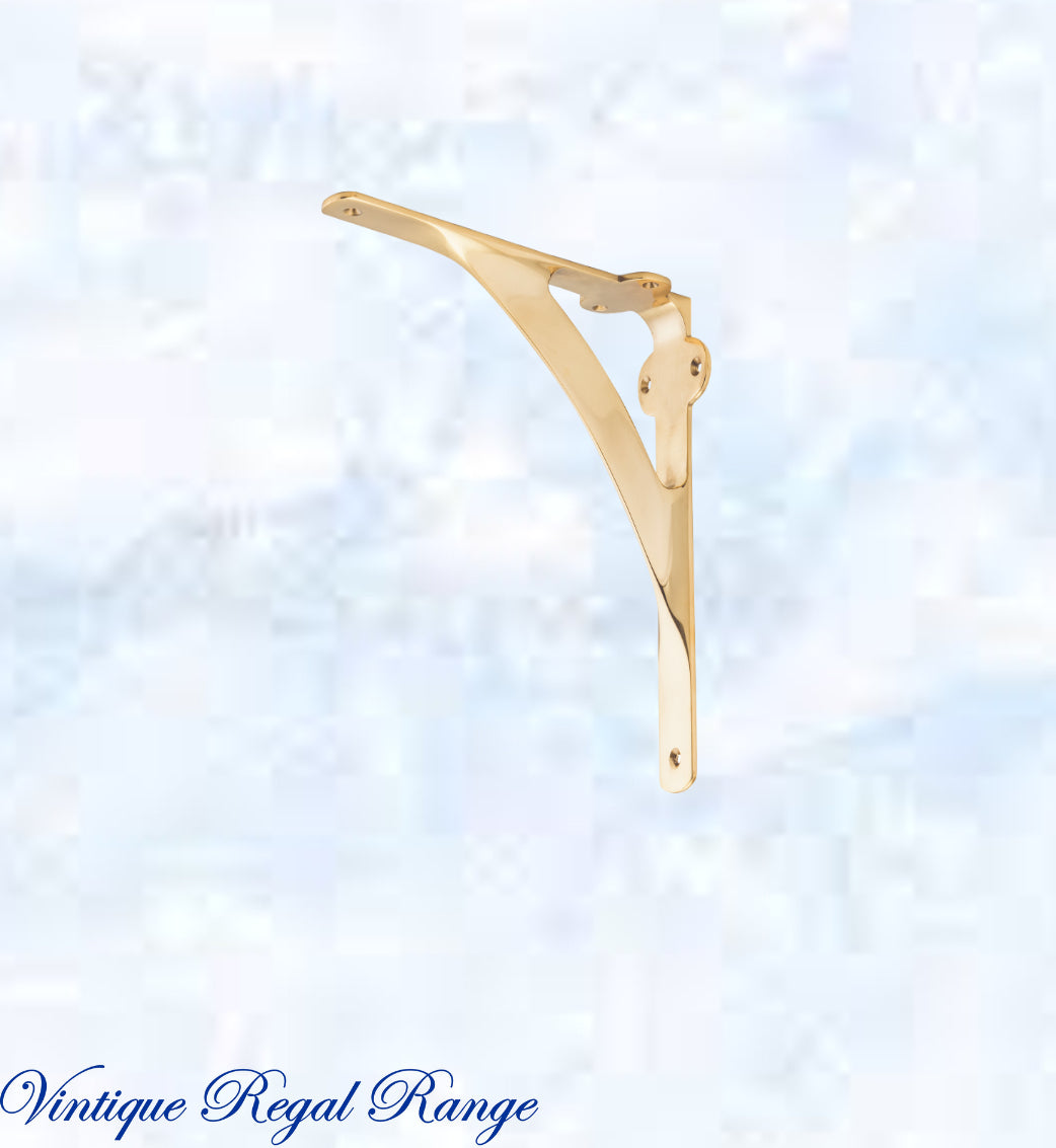 Regal Polished Brass GWENDOLENE Small Shelf bracket 130 x 130mm-Vintique Concepts