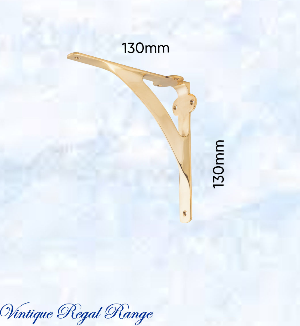 Regal Polished Brass GWENDOLENE Small Shelf bracket 130 x 130mm-Vintique Concepts