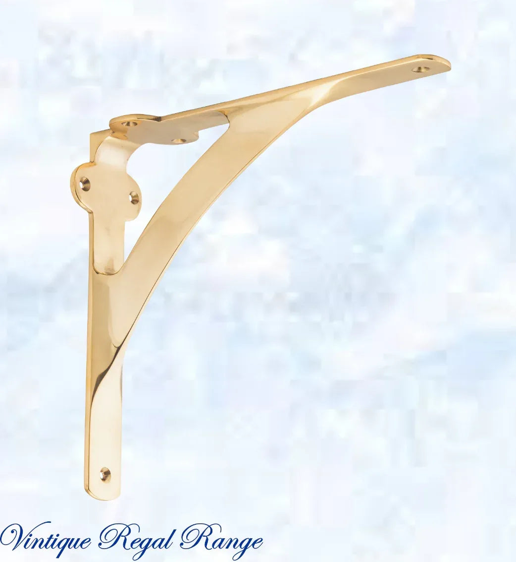 Regal Polished Brass GWENDOLENE Small Shelf bracket 130 x 130mm - Vintique Concepts