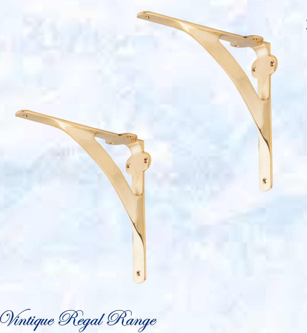 Regal Polished Brass GWENDOLENE Small Shelf bracket 130 x 130mm-Vintique Concepts