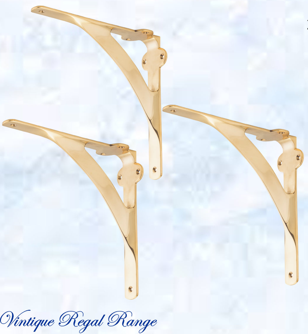 Regal Polished Brass GWENDOLENE Small Shelf bracket 130 x 130mm-Vintique Concepts