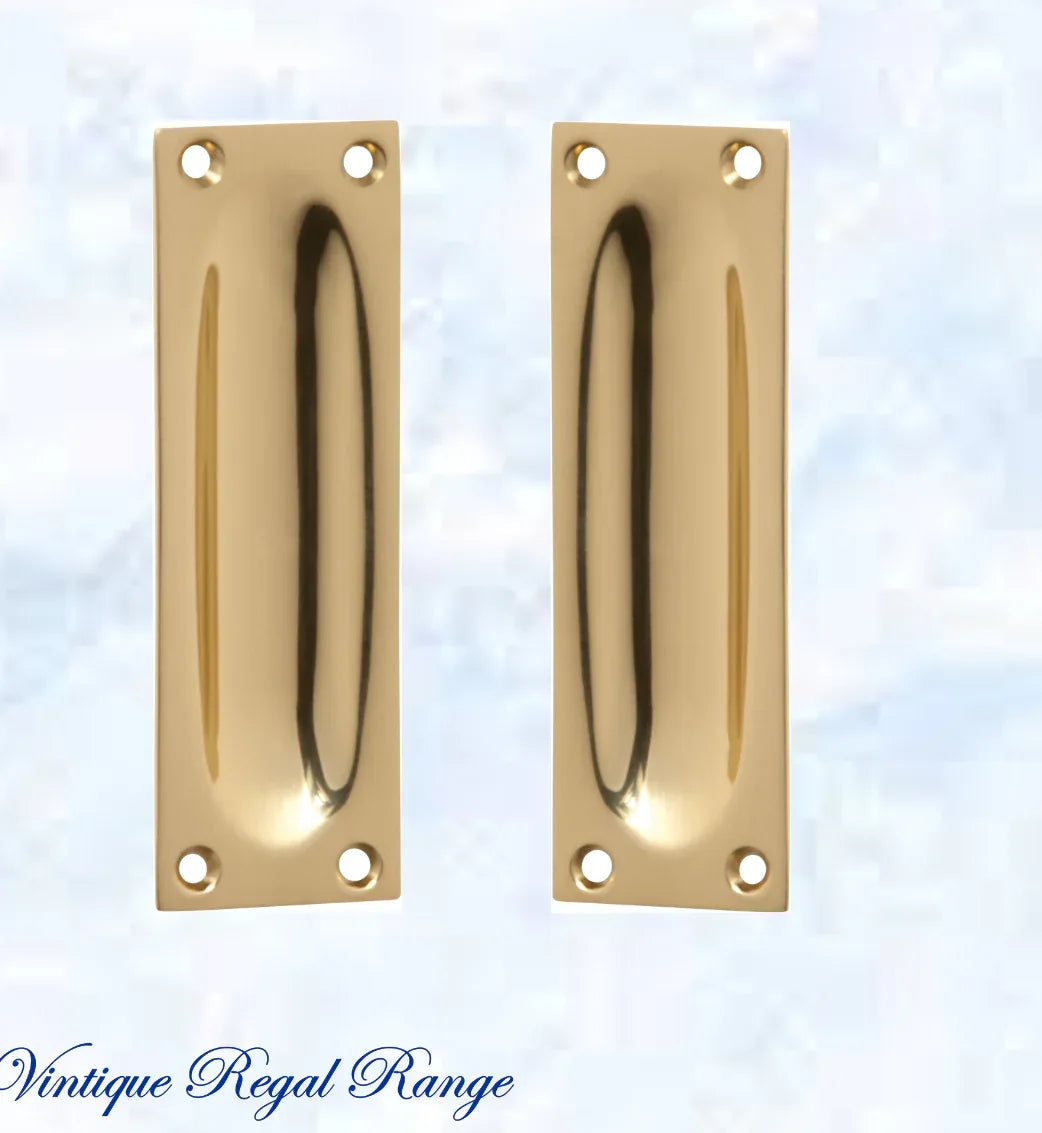 Classico Polished Brass Flush Pull door handle 88mm x 28mm - Vintique Concepts