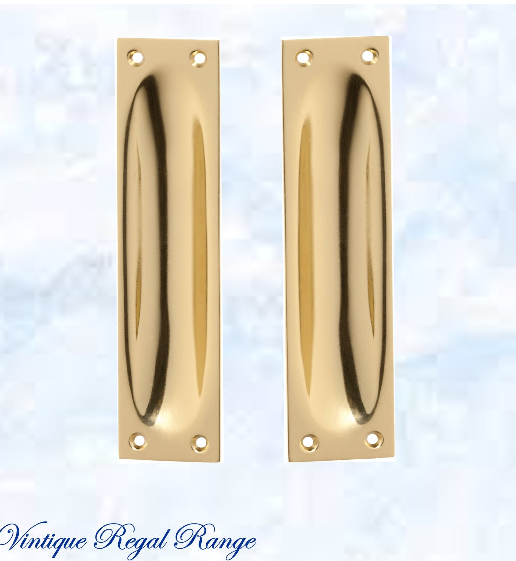 Classico Polished Brass Flush Pull door handle 140mm x 32mm-Vintique Concepts