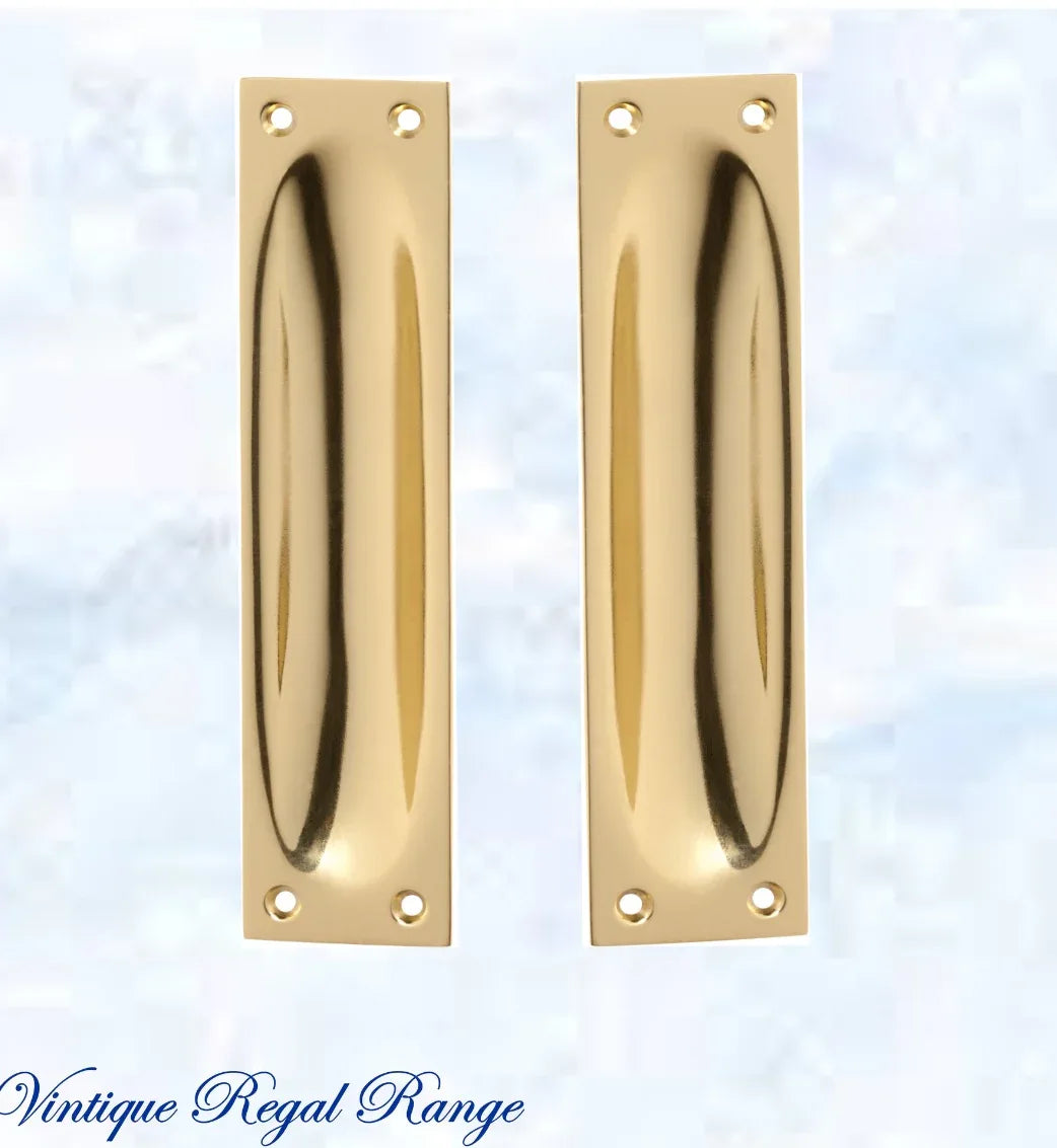 Classico Polished Brass Flush Pull door handle 140mm x 32mm - Vintique Concepts