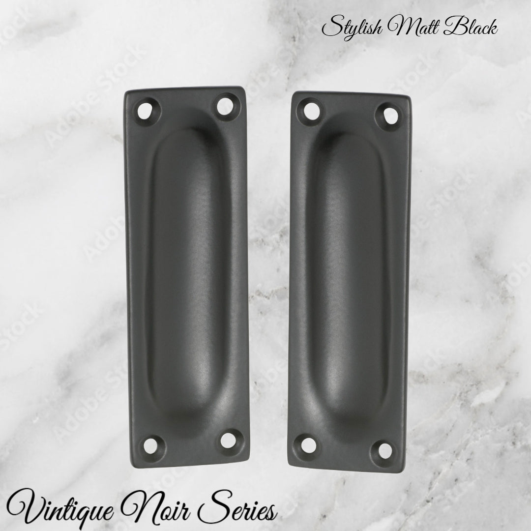 Classico Matt Black Flush Pull door handle 88mm x 28mm-Vintique Concepts