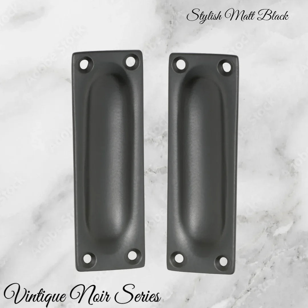 Classico Matt Black Flush Pull door handle 88mm x 28mm - Vintique Concepts