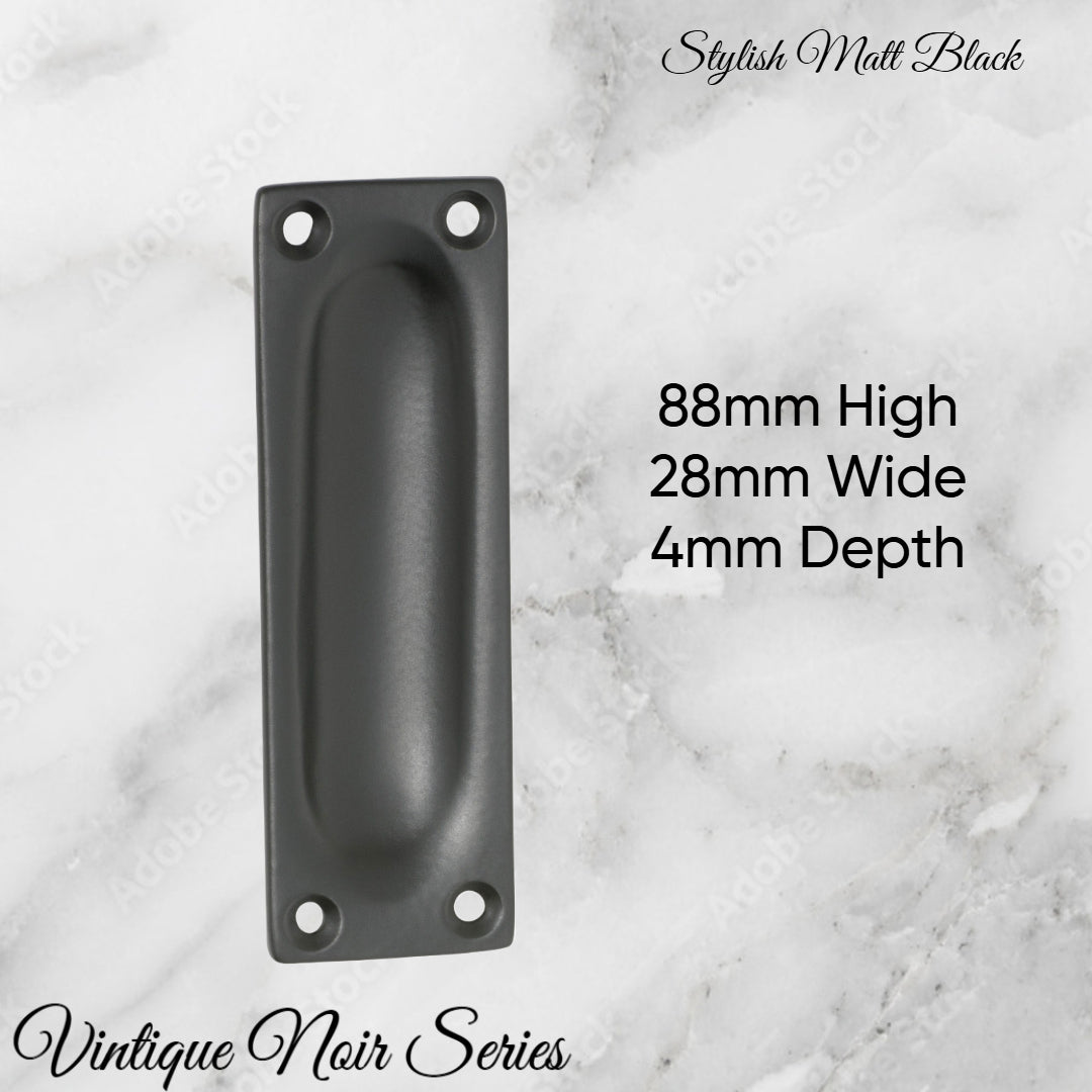 Classico Matt Black Flush Pull door handle 88mm x 28mm-Vintique Concepts
