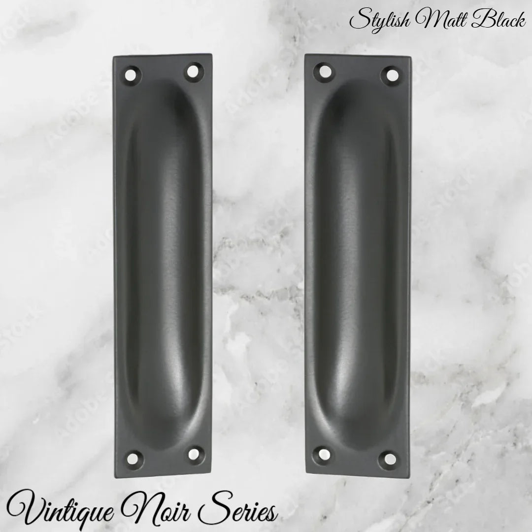 Classico Matt Black Flush Pull door handle 140mm x 32mm - Vintique Concepts