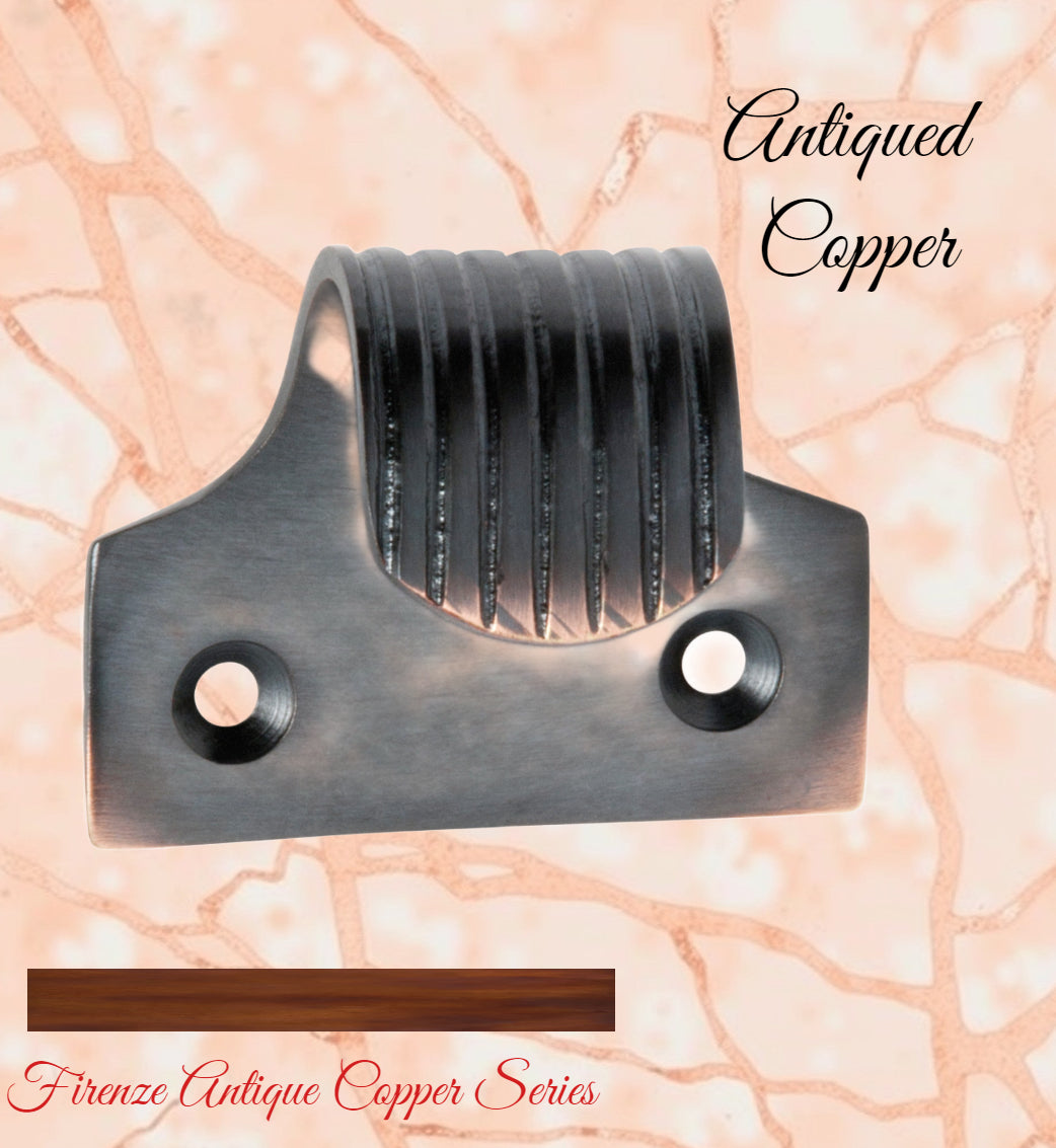 Firenze Antiqued Copper Fluted sash window lift 44mm x 40mm-Vintique Concepts