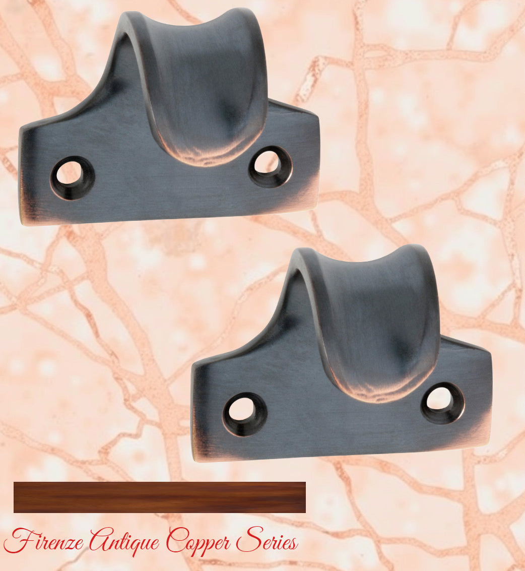 Firenze ANTIQUED Copper Curved sash window lift 45mm x 38mm-Vintique Concepts