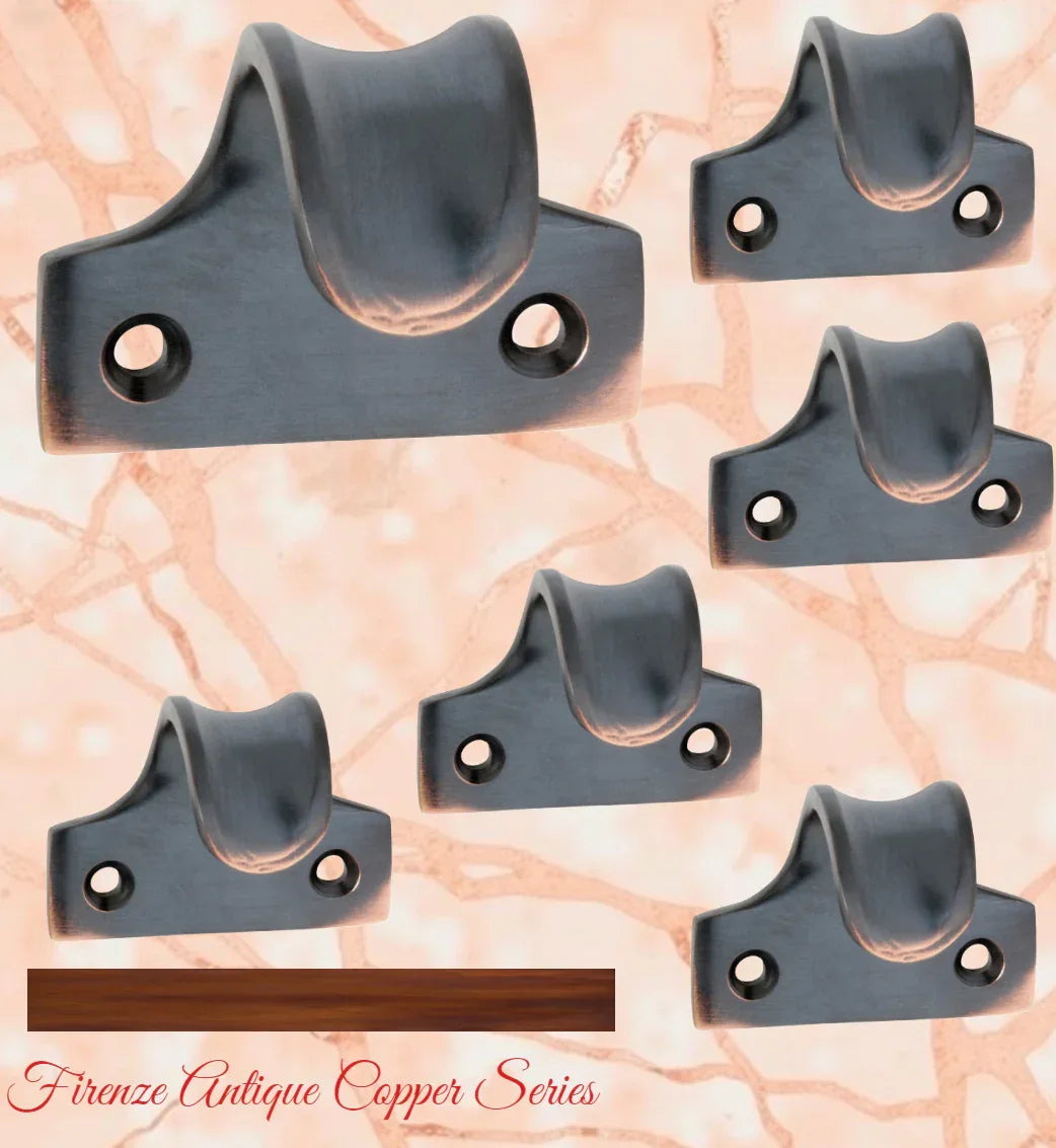 Firenze ANTIQUED Copper Curved sash window lift 45mm x 38mm - Vintique Concepts