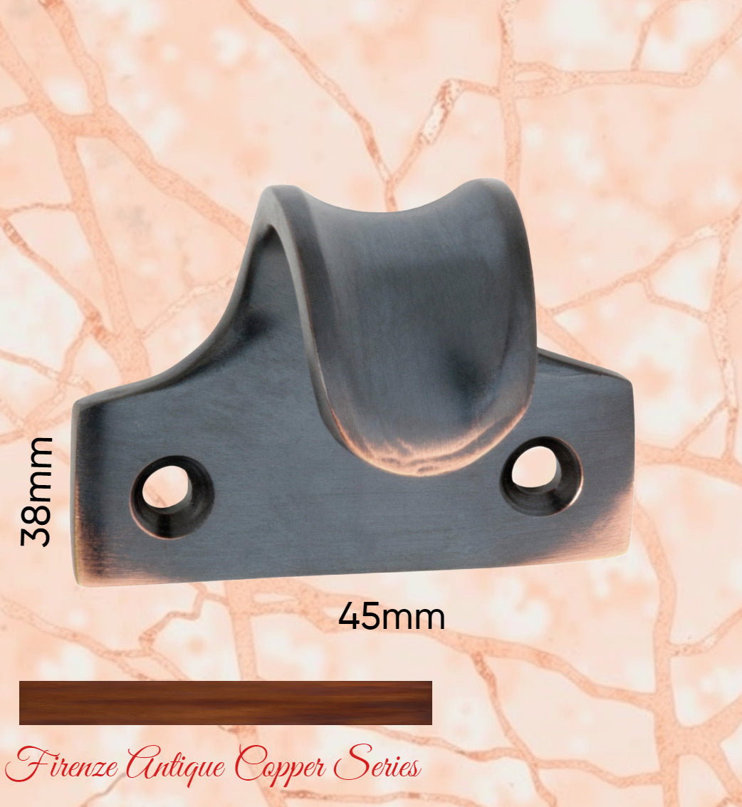 Firenze ANTIQUED Copper Curved sash window lift 45mm x 38mm-Vintique Concepts