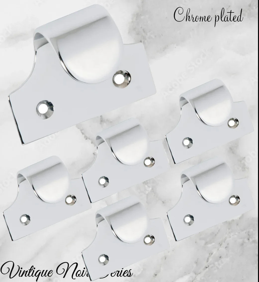 Regal CHROME PLATED Brass Traditional sash window lift 49mm x 40mm - Vintique Concepts