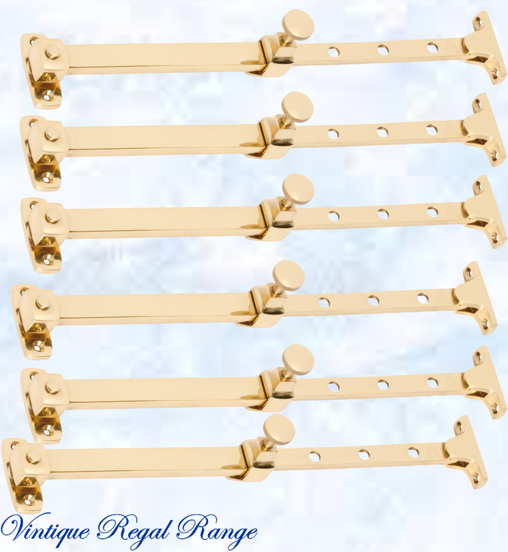 Polished Brass Telescopic window stay 200mm - 295mm Pin Type-Vintique Concepts