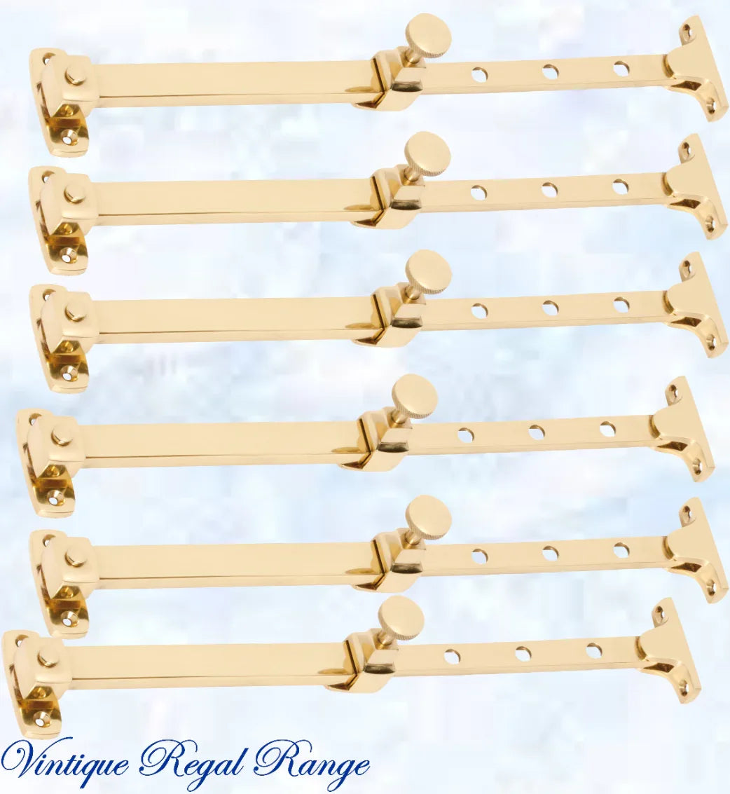 Polished Brass Telescopic window stay 200mm - 295mm Pin Type - Vintique Concepts