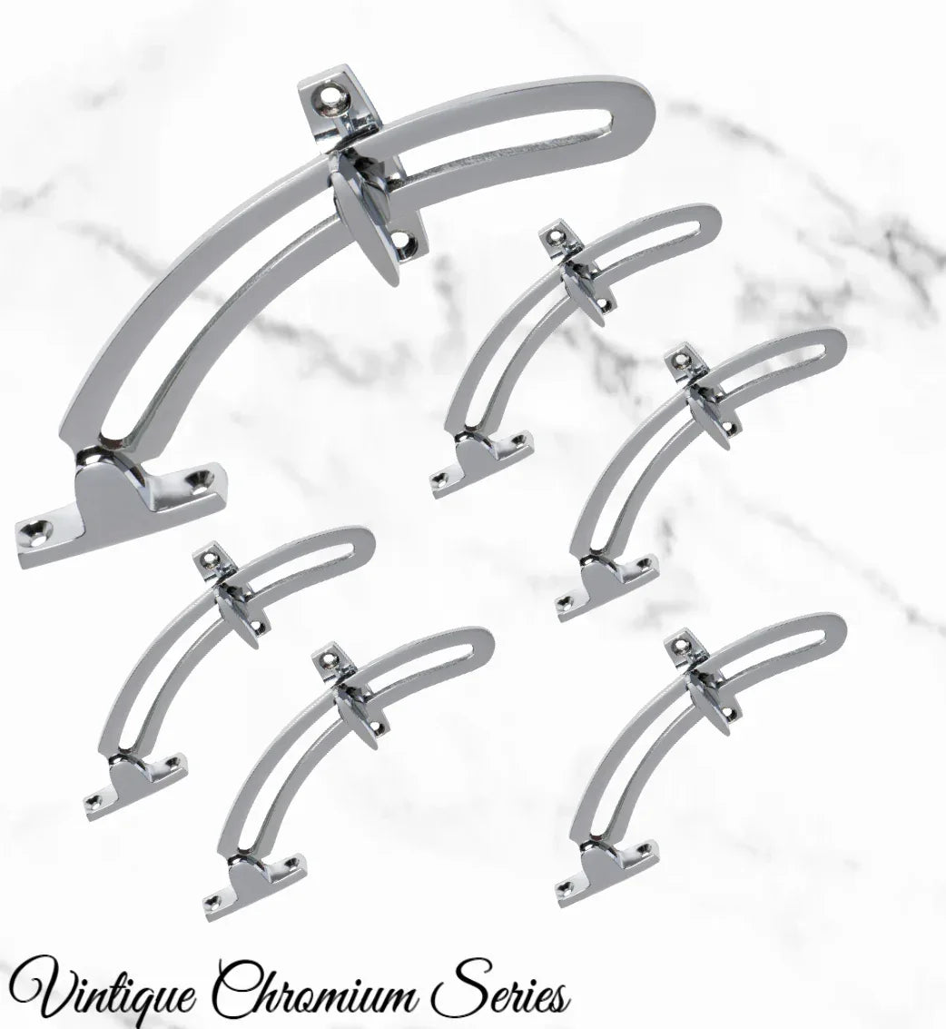 Chrome Plated Brass Quadrant Window stay 150mm L - Vintique Concepts