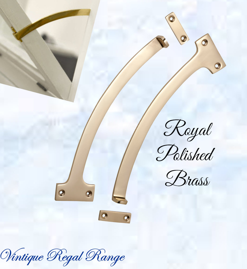 Regal Polished Brass Fanlight stop 190mm Long (pair)-Vintique Concepts