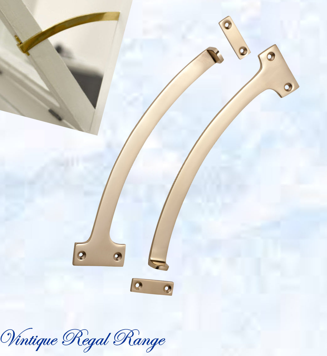 Regal Polished Brass Fanlight stop 190mm Long (pair)-Vintique Concepts